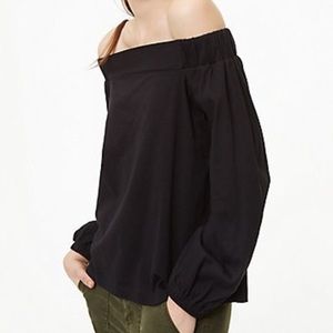 Loft Blouson Off The Shoulder Black Top